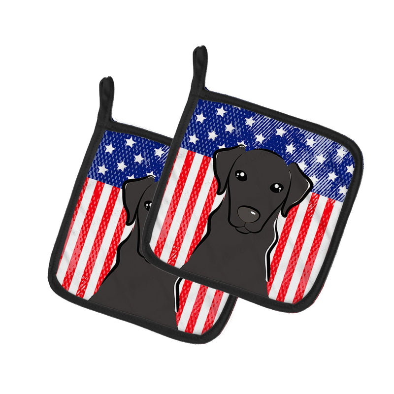 American Flag and Black Labrador Pot Holders - Set of 2 - Heat-Resistant Kitchen Essentials BB2165PTHD