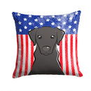 American Flag and Black Labrador Throw Pillow - 14x14 Decorative Pillow – Art for Your Home & Patio BB2165PW1414