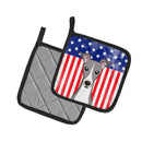 American Flag and Italian Greyhound Pot Holder Set of 2 Heat Resistant Quilted Hot Pads 7.5 x 7.5 Inch, Insulated Kitchen Trivets for Cooking & Baking