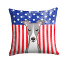 American Flag and Italian Greyhound Throw Pillow - 14x14 Decorative Pillow – Art for Your Home & Patio BB2166PW1414