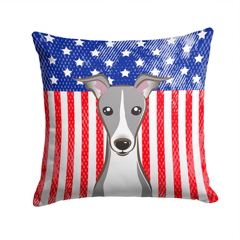 American Flag and Italian Greyhound Throw Pillow - 14x14 Decorative Pillow – Art for Your Home & Patio BB2166PW1414