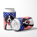 American Flag and Bernese Mountain Dog Can or Bottle Hugger BB2167CC