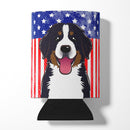 American Flag and Bernese Mountain Dog Can or Bottle Hugger BB2167CC