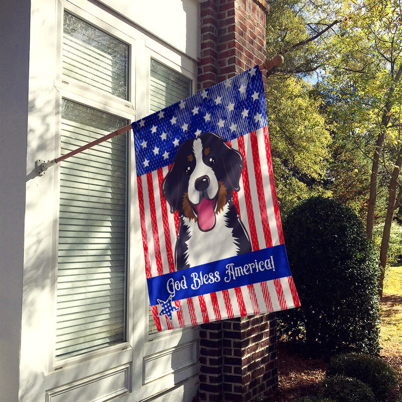 God Bless American Flag with Bernese Mountain Dog Flag Canvas House Size BB2167CHF