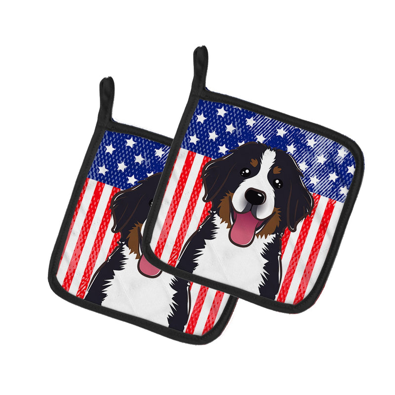 American Flag and Bernese Mountain Dog Pot Holders - Set of 2 - Heat-Resistant Kitchen Essentials BB2167PTHD