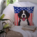 American Flag and Bernese Mountain Dog Throw Pillow - 14x14 Decorative Pillow – Art for Your Home & Patio BB2167PW1414