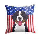 American Flag and Bernese Mountain Dog Throw Pillow - 14x14 Decorative Pillow – Art for Your Home & Patio BB2167PW1414