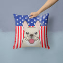 American Flag and French Bulldog Throw Pillow - 14x14 Decorative Pillow – Art for Your Home & Patio BB2168PW1414