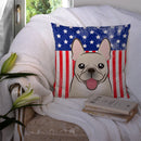 American Flag and French Bulldog Throw Pillow - 14x14 Decorative Pillow – Art for Your Home & Patio BB2168PW1414