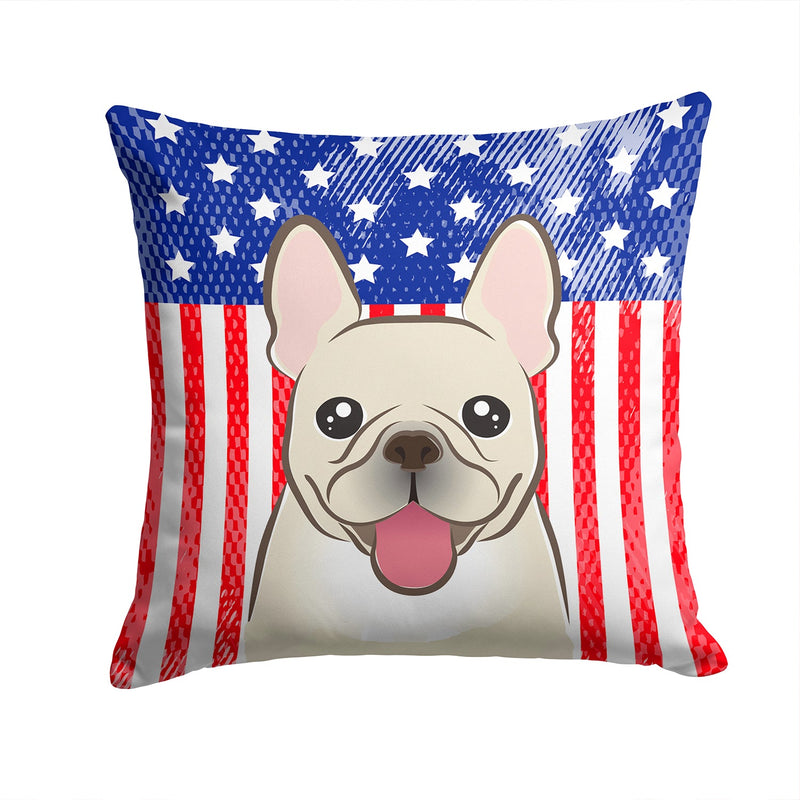 American Flag and French Bulldog Throw Pillow - 14x14 Decorative Pillow – Art for Your Home & Patio BB2168PW1414