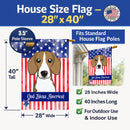 American Flag and Beagle House Flag 28x40 Porch Sleeve Pole Decorative Outside Yard Banner Artwork Wall Hanging, Polyester