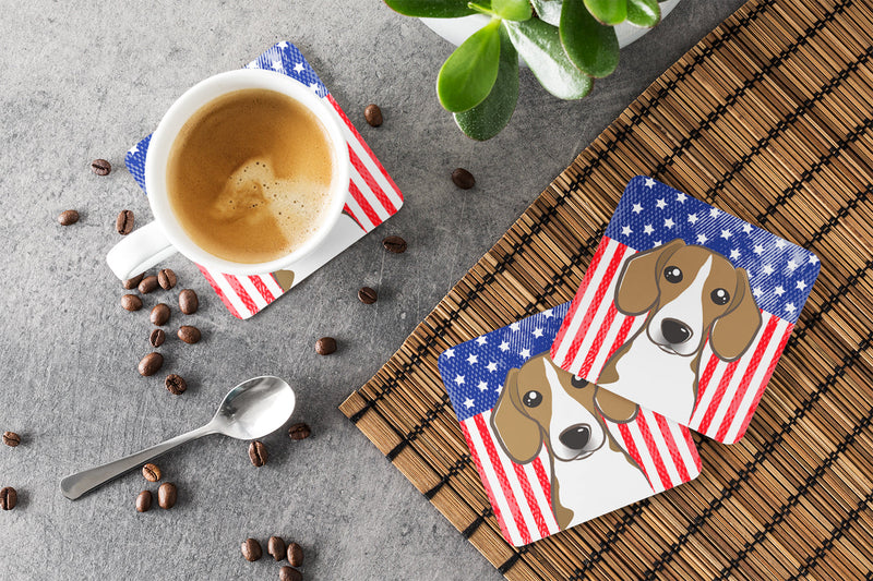 American Flag and Beagle Foam Coaster