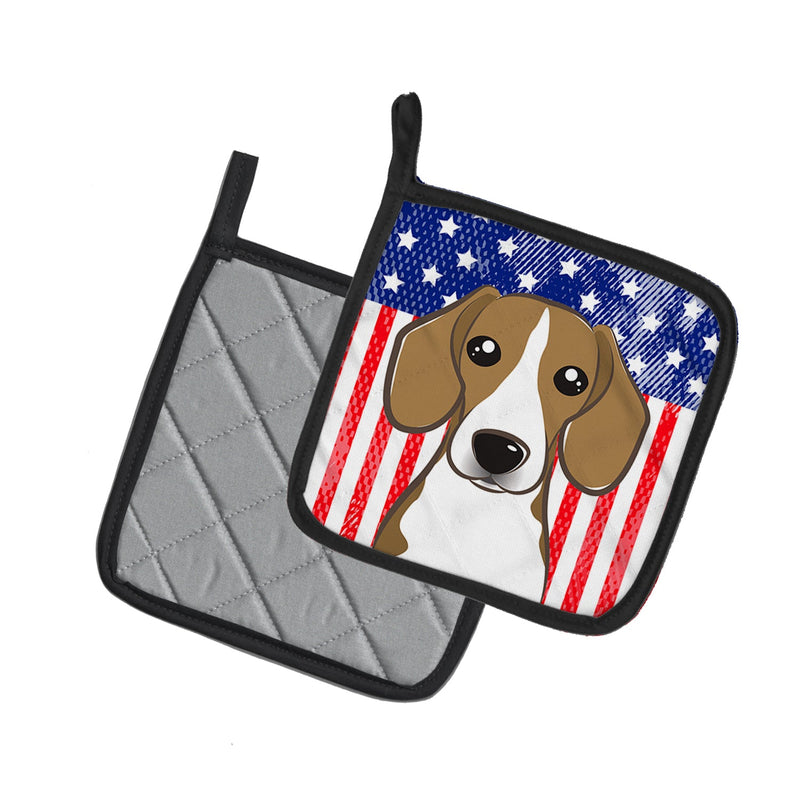 American Flag and Beagle Pot Holders - Set of 2 - Heat-Resistant Kitchen Essentials BB2169PTHD