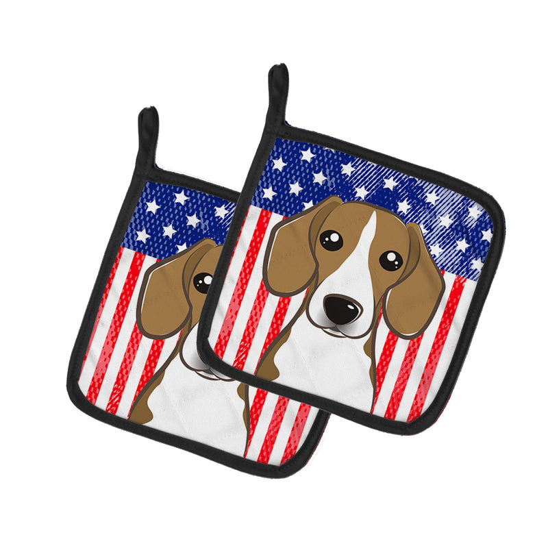 American Flag and Beagle Pot Holders - Set of 2 - Heat-Resistant Kitchen Essentials BB2169PTHD
