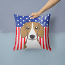 American Flag and Beagle Throw Pillow - 14x14 Decorative Pillow – Art for Your Home & Patio BB2169PW1414