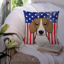 American Flag and Beagle Throw Pillow - 14x14 Decorative Pillow – Art for Your Home & Patio BB2169PW1414