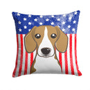 American Flag and Beagle Throw Pillow - 14x14 Decorative Pillow – Art for Your Home & Patio BB2169PW1414