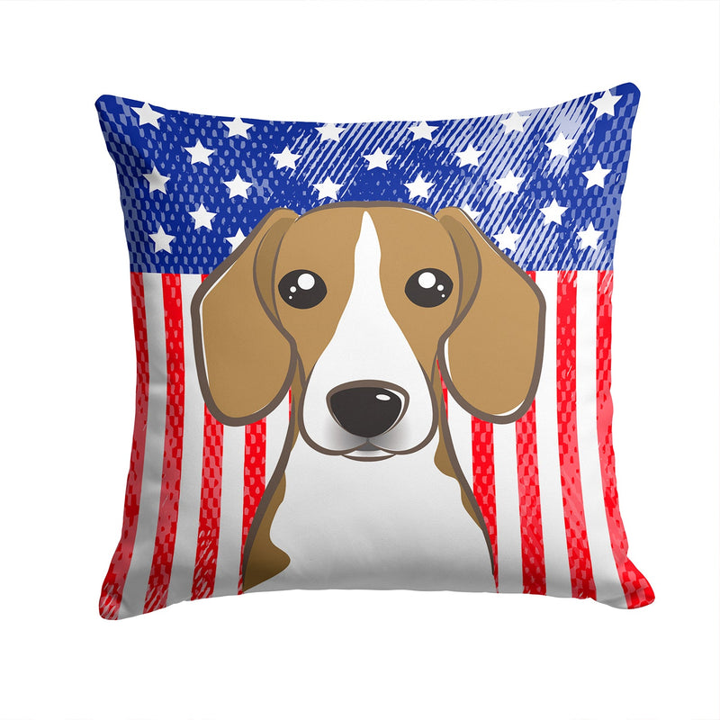 American Flag and Beagle Throw Pillow - 14x14 Decorative Pillow – Art for Your Home & Patio BB2169PW1414