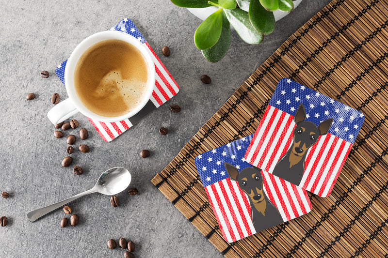 American Flag and Min Pin Foam Coaster