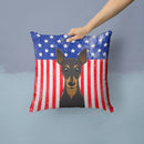American Flag and Min Pin Throw Pillow - 14x14 Decorative Pillow – Art for Your Home & Patio BB2170PW1414