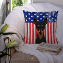 American Flag and Min Pin Throw Pillow - 14x14 Decorative Pillow – Art for Your Home & Patio BB2170PW1414