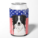 American Flag and Border Collie Can or Bottle Hugger BB2171CC
