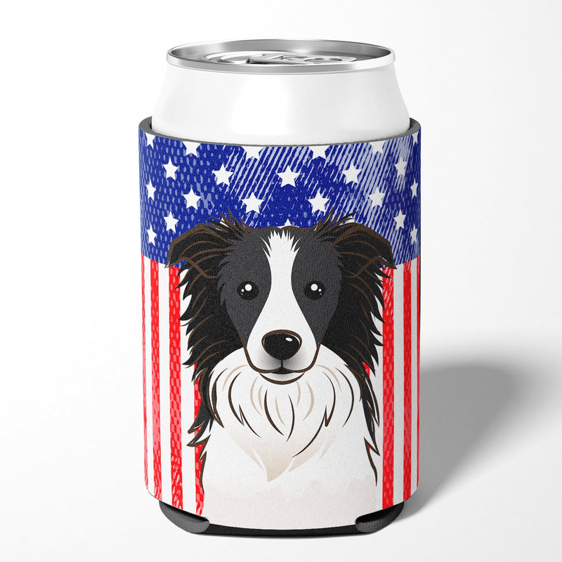 American Flag and Border Collie Can or Bottle Hugger BB2171CC