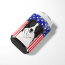 American Flag and Border Collie Can or Bottle Hugger BB2171CC