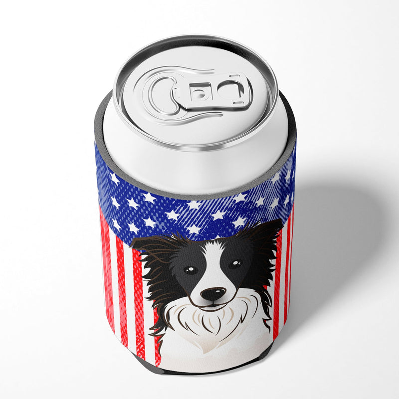 American Flag and Border Collie Can or Bottle Hugger BB2171CC