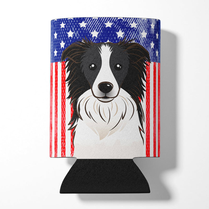 American Flag and Border Collie Can or Bottle Hugger BB2171CC