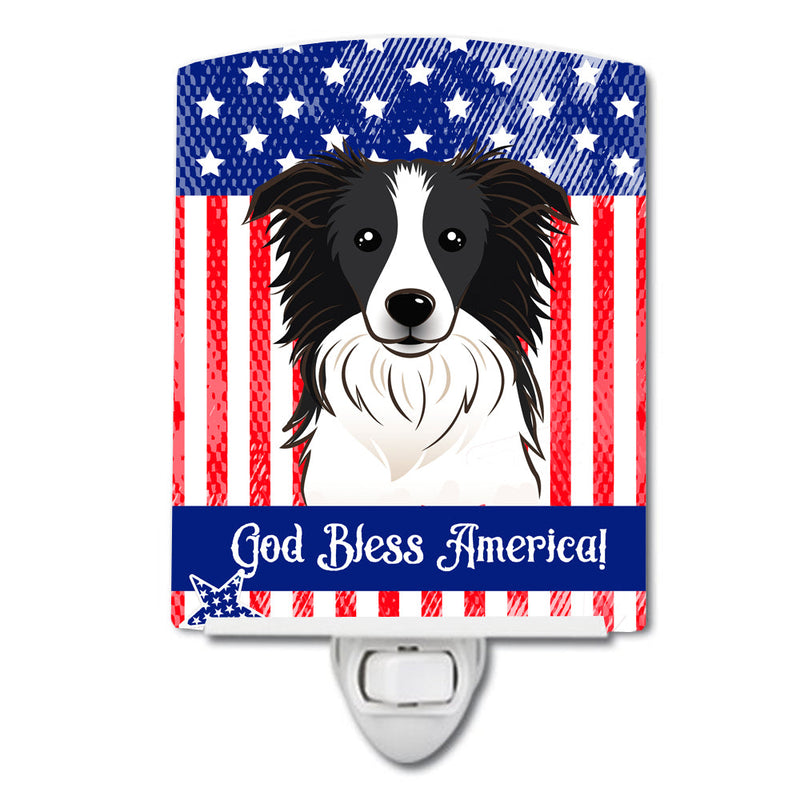 American Flag and Border Collie Ceramic Night Light BB2171CNL