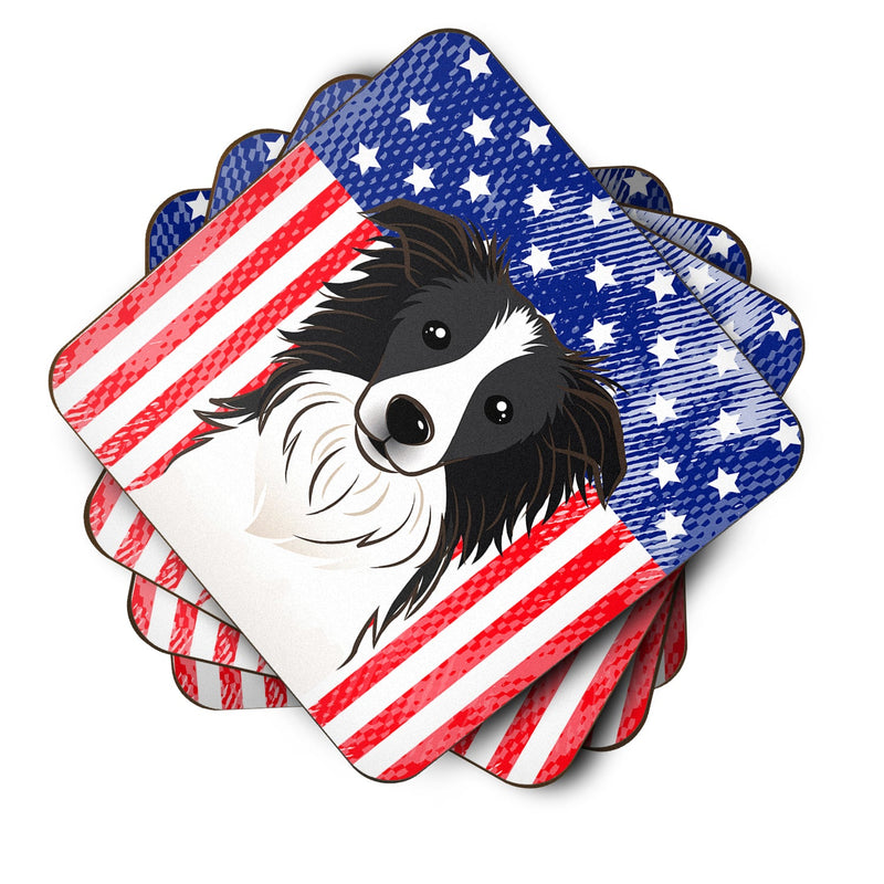 American Flag and Border Collie Foam Coaster