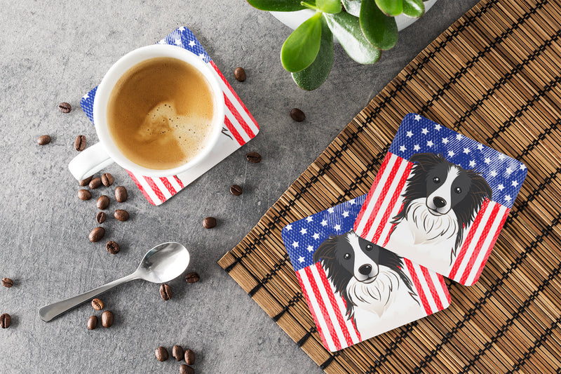 American Flag and Border Collie Foam Coaster