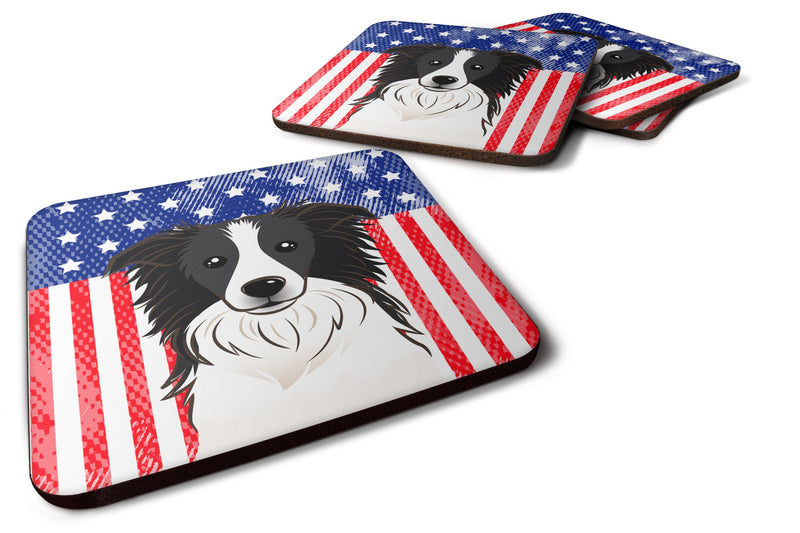American Flag and Border Collie Foam Coaster