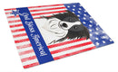 American Flag and Border Collie Cutting Board Tempered Glass Kitchen Cutting Surface, Heat Resistant Chopping, Non-Slip Feet, Food Prep & Serving