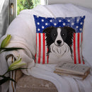 American Flag and Border Collie Throw Pillow - 14x14 Decorative Pillow – Art for Your Home & Patio BB2171PW1414