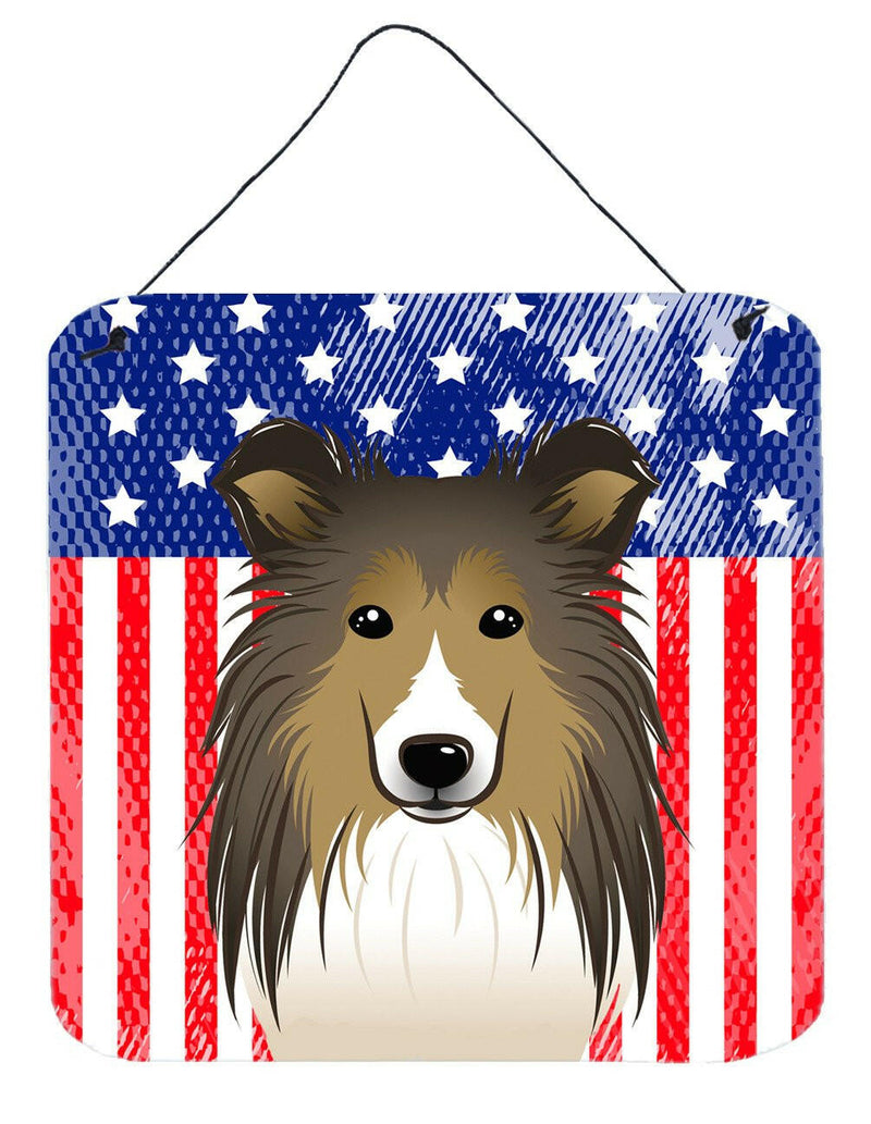 American Flag and Sheltie Wall or Door Hanging Prints BB2172DS66