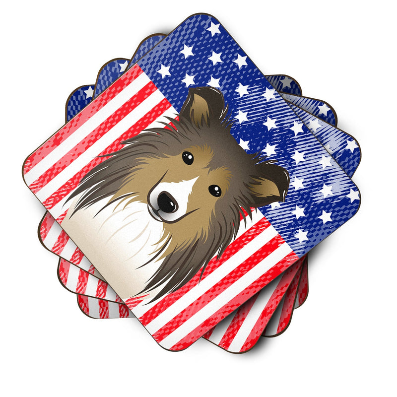 American Flag and Sheltie Foam Coaster