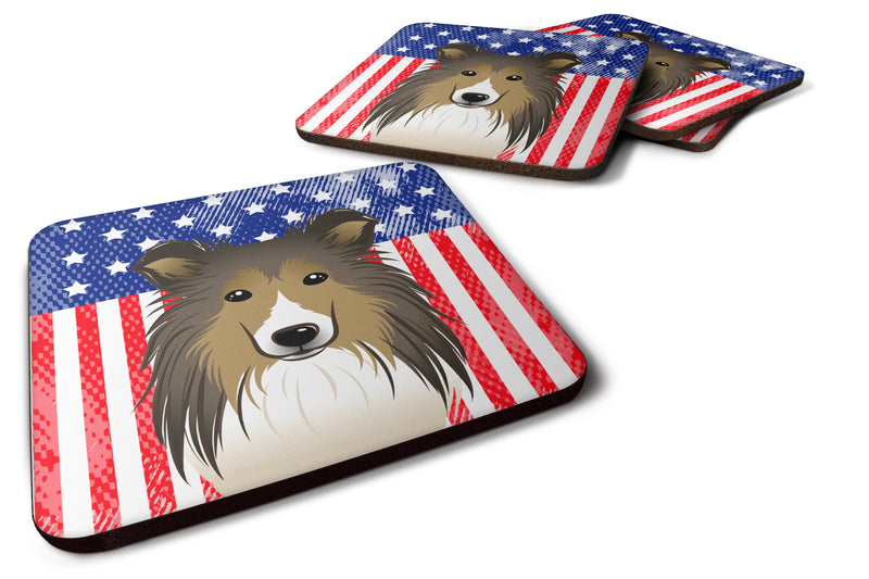 American Flag and Sheltie Foam Coaster