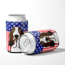American Flag and Basset Hound Can or Bottle Hugger BB2173CC