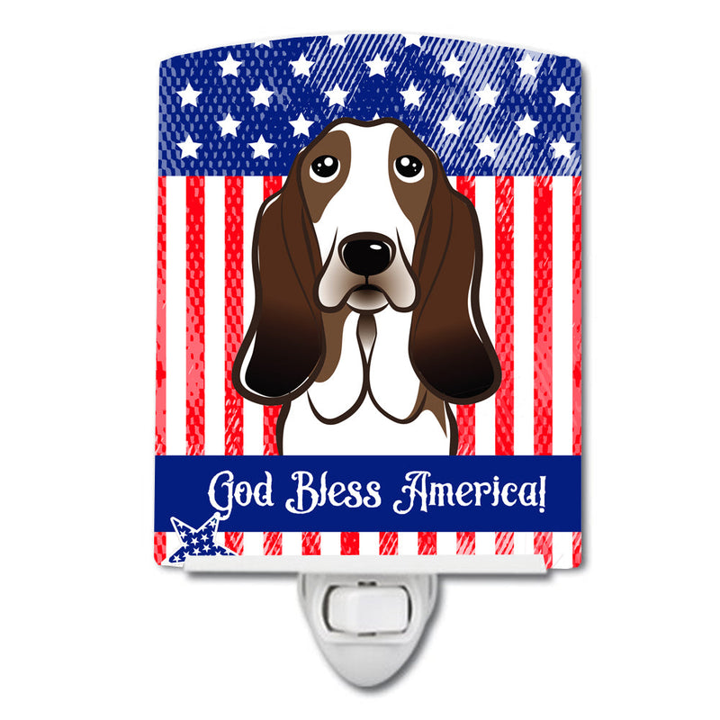 American Flag and Basset Hound Ceramic Night Light BB2173CNL