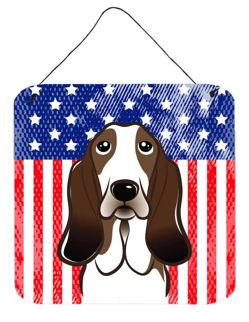 American Flag and Basset Hound Wall or Door Hanging Prints BB2173DS66