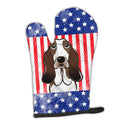 American Flag and Basset Hound Oven Mitt BB2173OVMT