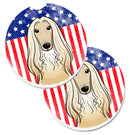 American Flag and Afghan Hound Car Coasters – Set of 2 - Absorbent Stone with Fun & Functional Artwork BB2174CARC