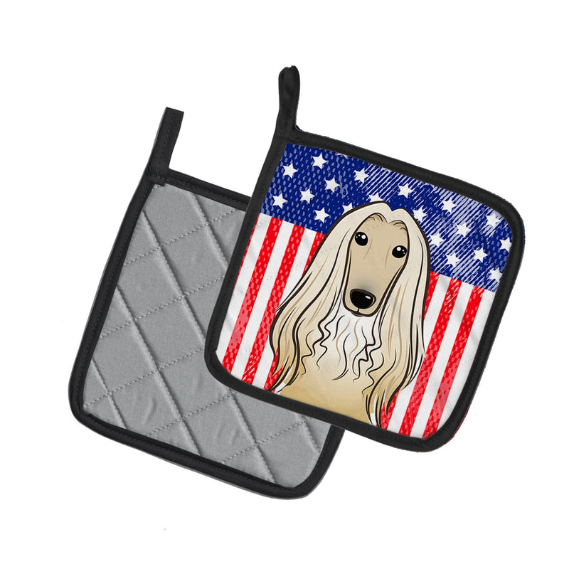 American Flag and Afghan Hound Pot Holders - Set of 2 - Heat-Resistant Kitchen Essentials BB2174PTHD