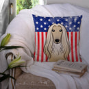 American Flag and Afghan Hound Throw Pillow - 14x14 Decorative Pillow – Art for Your Home & Patio BB2174PW1414