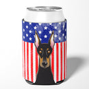 American Flag and Doberman Can or Bottle Hugger BB2175CC