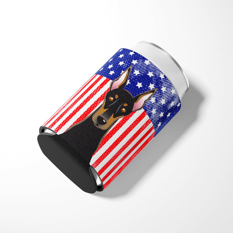 American Flag and Doberman Can or Bottle Hugger BB2175CC