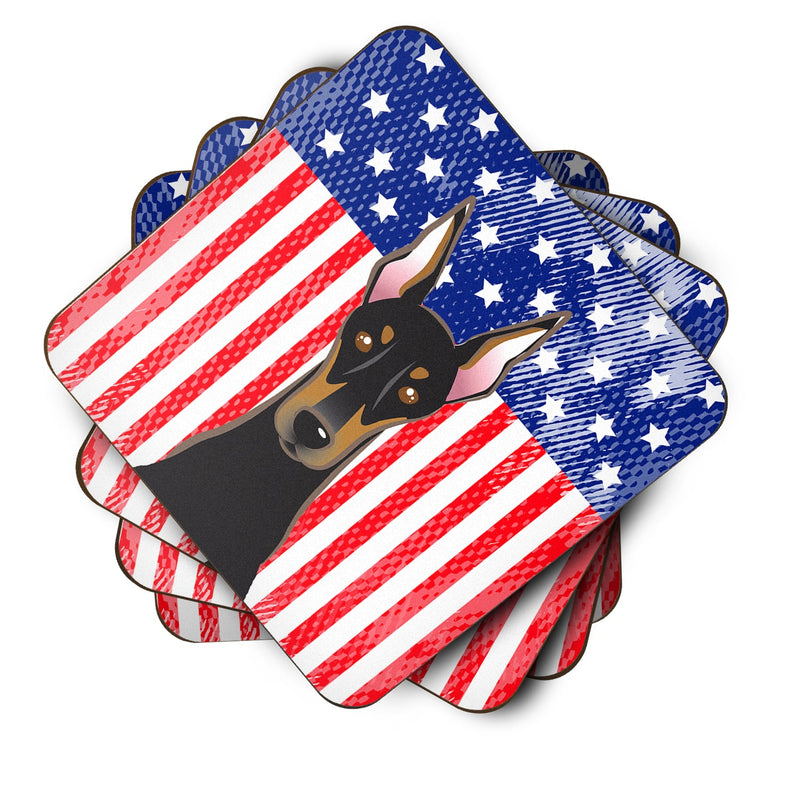 American Flag and Doberman Foam Coaster
