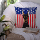 American Flag and Doberman Throw Pillow - 14x14 Decorative Pillow – Art for Your Home & Patio BB2175PW1414